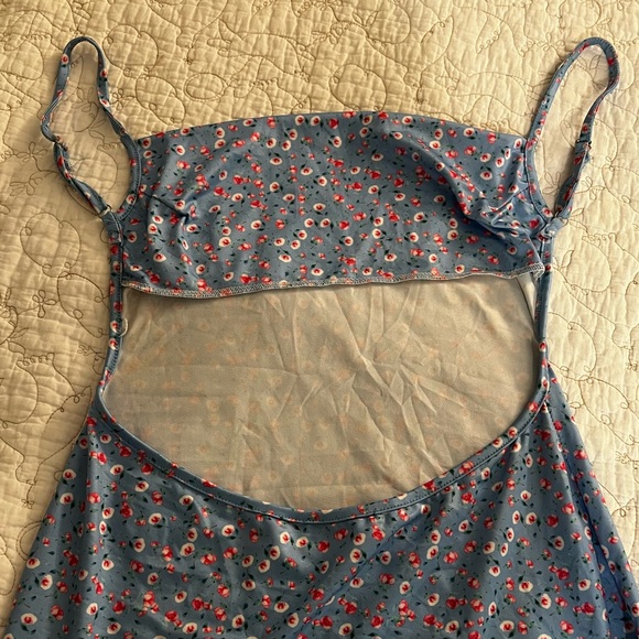 Floral Blue Dress with Spaghetti Straps - Picture 8 of 8
